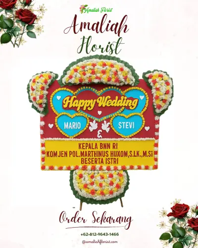 Karangan Papan Bunga Pernikahan di Madolaoli